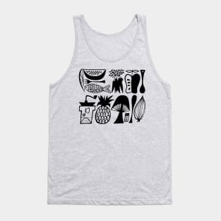 Vintage Pyrex Pattern - Mod Kitchen (Black) Tank Top